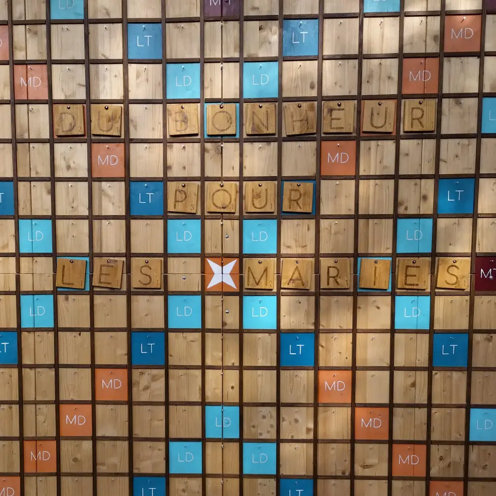 message pour les mariés sur le scrabble d'au grand air