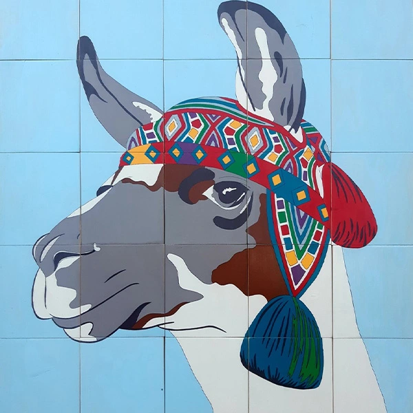 puzzle géant en bois réalisé pour les lamas de Johnny